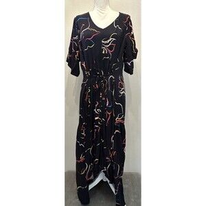 Loralette by City Chic Colorful Abstract Ribbon Print Maxi Dress Plus Size 26/28